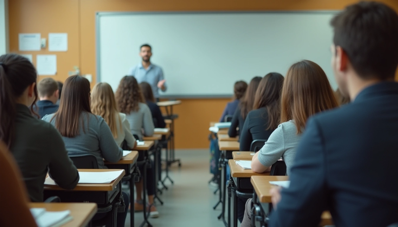 Classroom lecture with attentive students