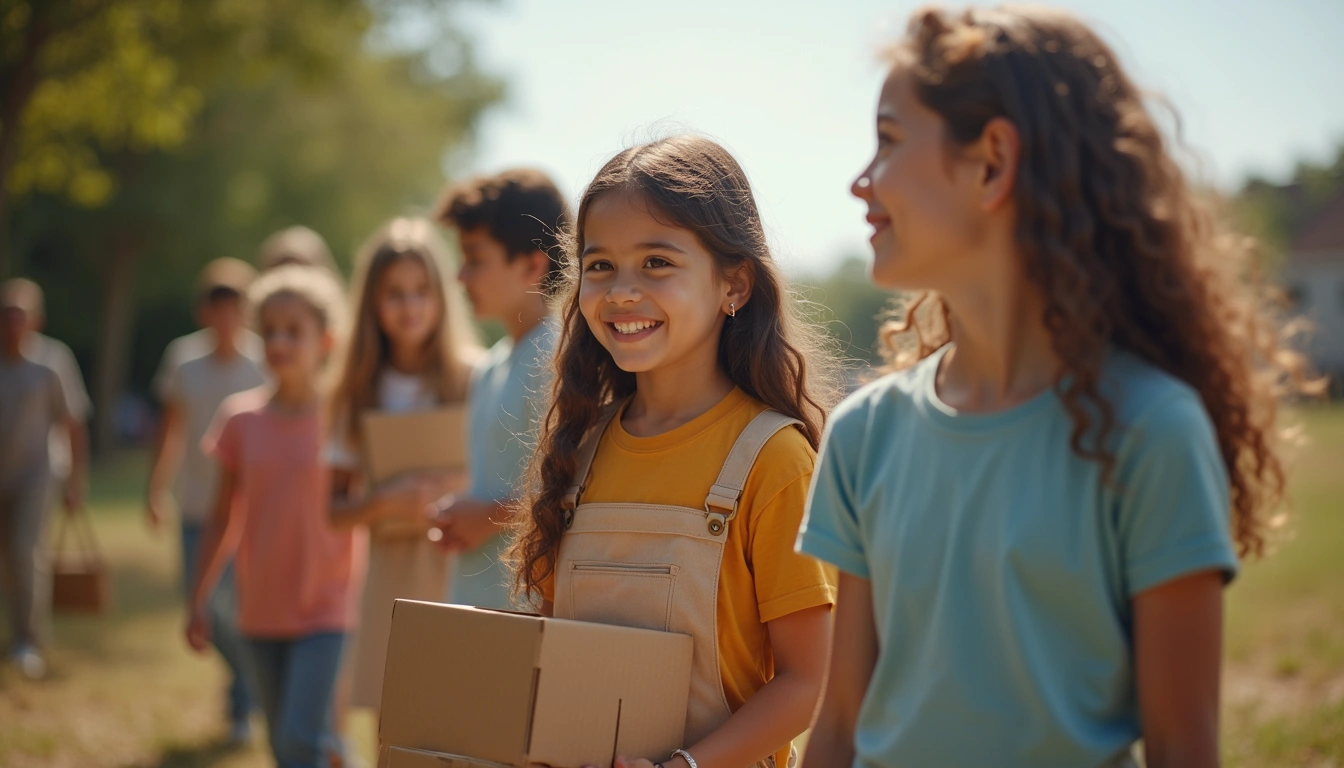 Group of children enjoying a sunny day